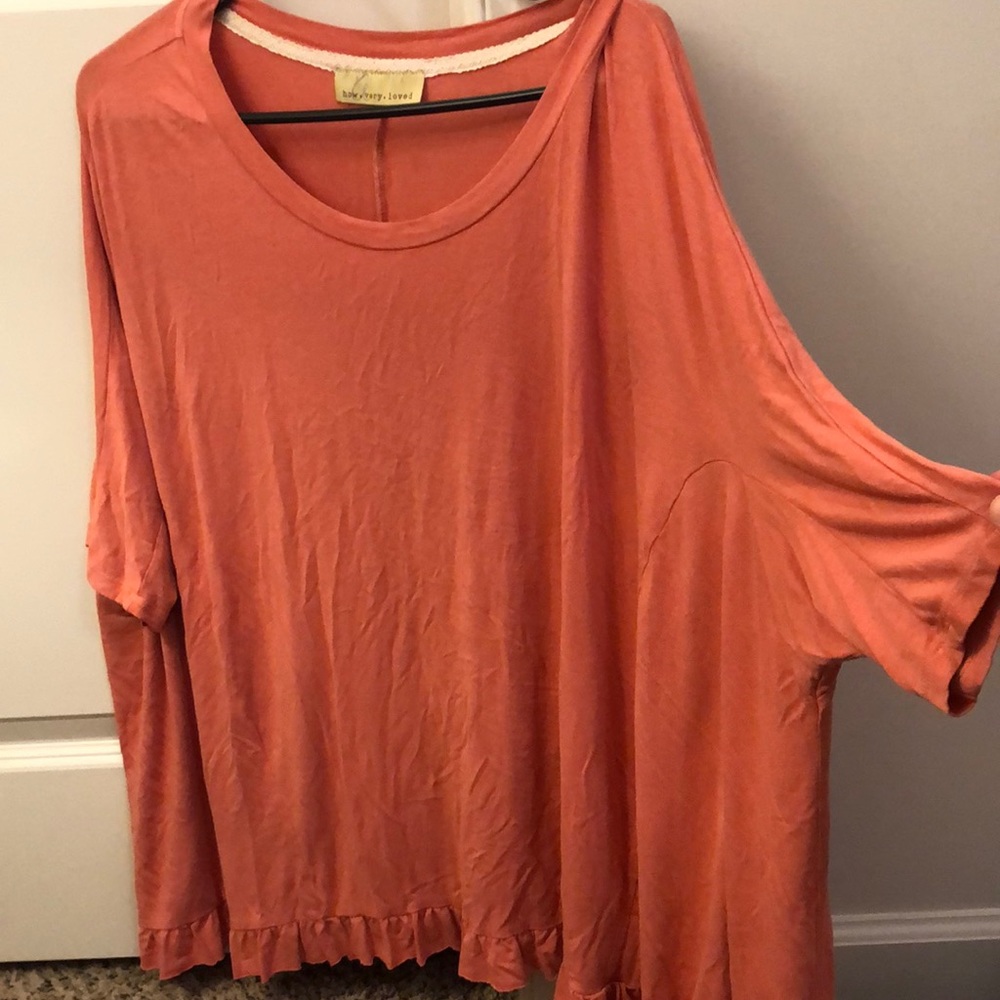 Coral ruffle top